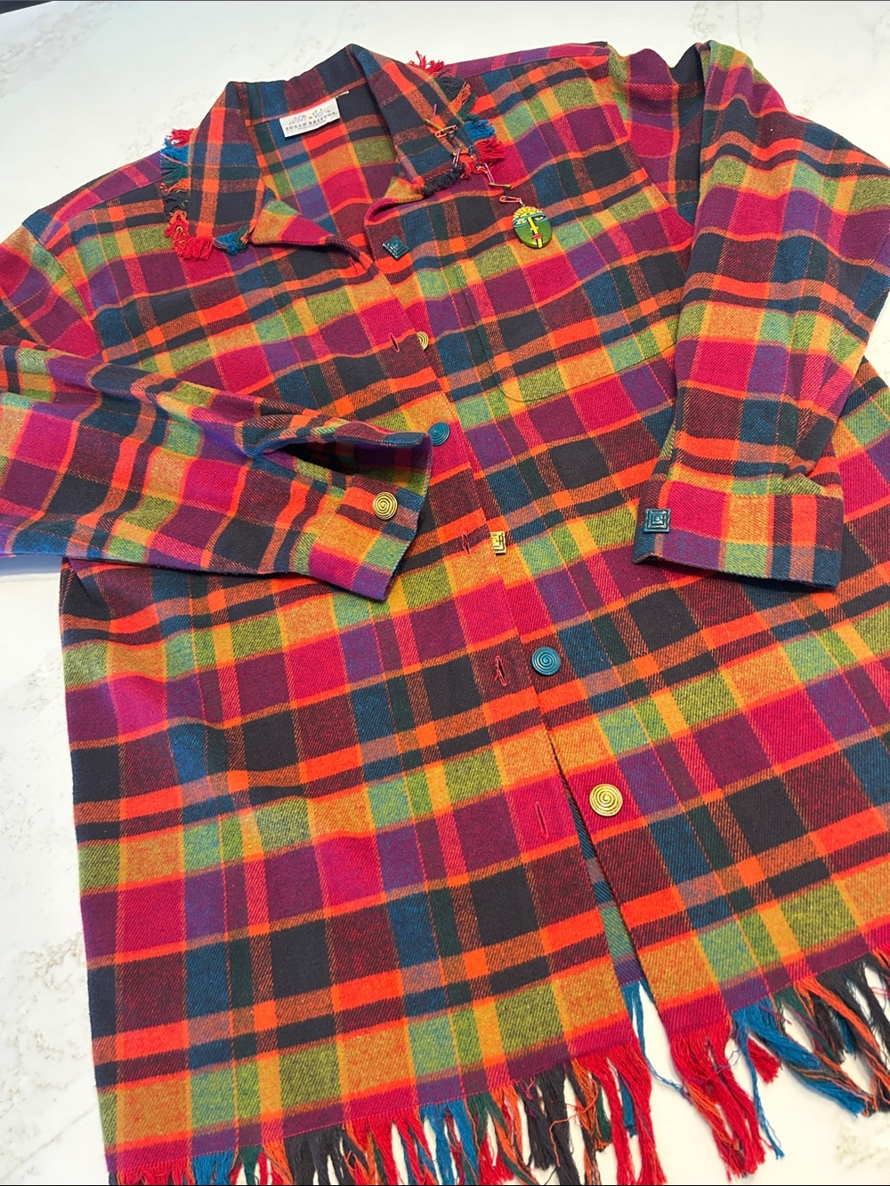 V I N T A G E Flannel Susan Bristol Lightweight Plaid  Button-Front Jacket